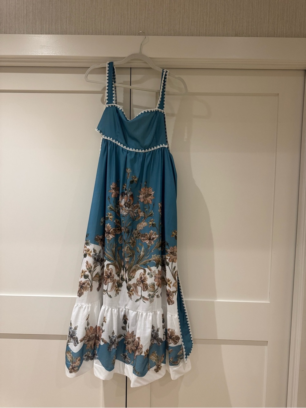 Girls Teal Floral Trimmed Sundress